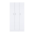 Ohio Armoire Wardrobe With 3 Doors, 2 Drawers, And 4 Tier Shelves White White Bedroom Particle Board