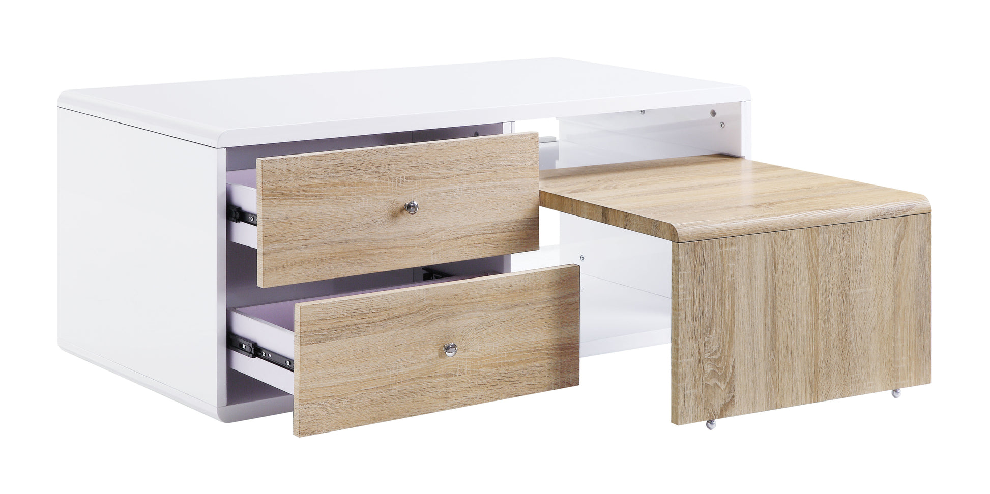 White High Gloss 4 Drawer Coffee Table White Primary Living Space Drawers Rectangular Paper Composite