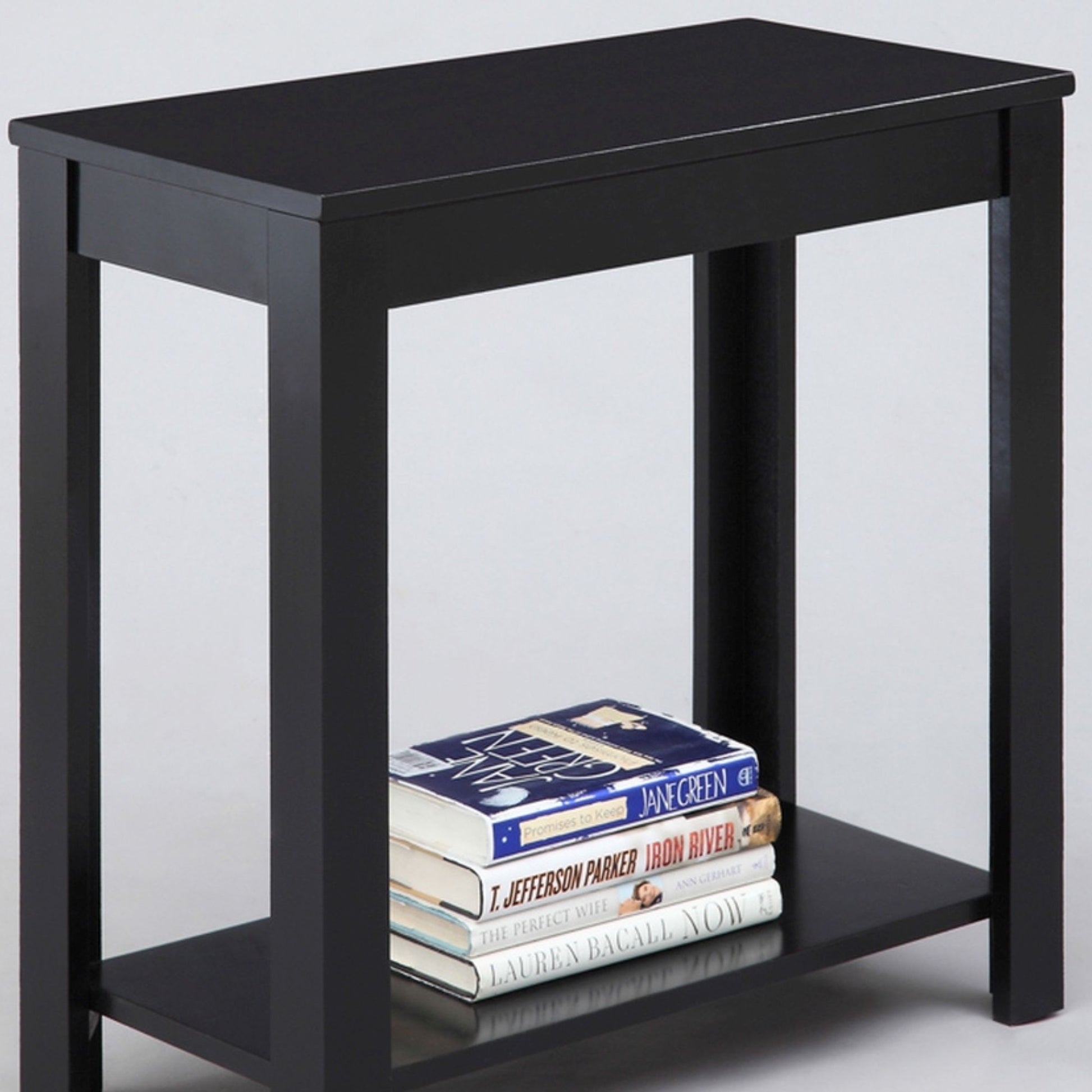 24" Tall Wooden End Table With Black Finish Black Wood