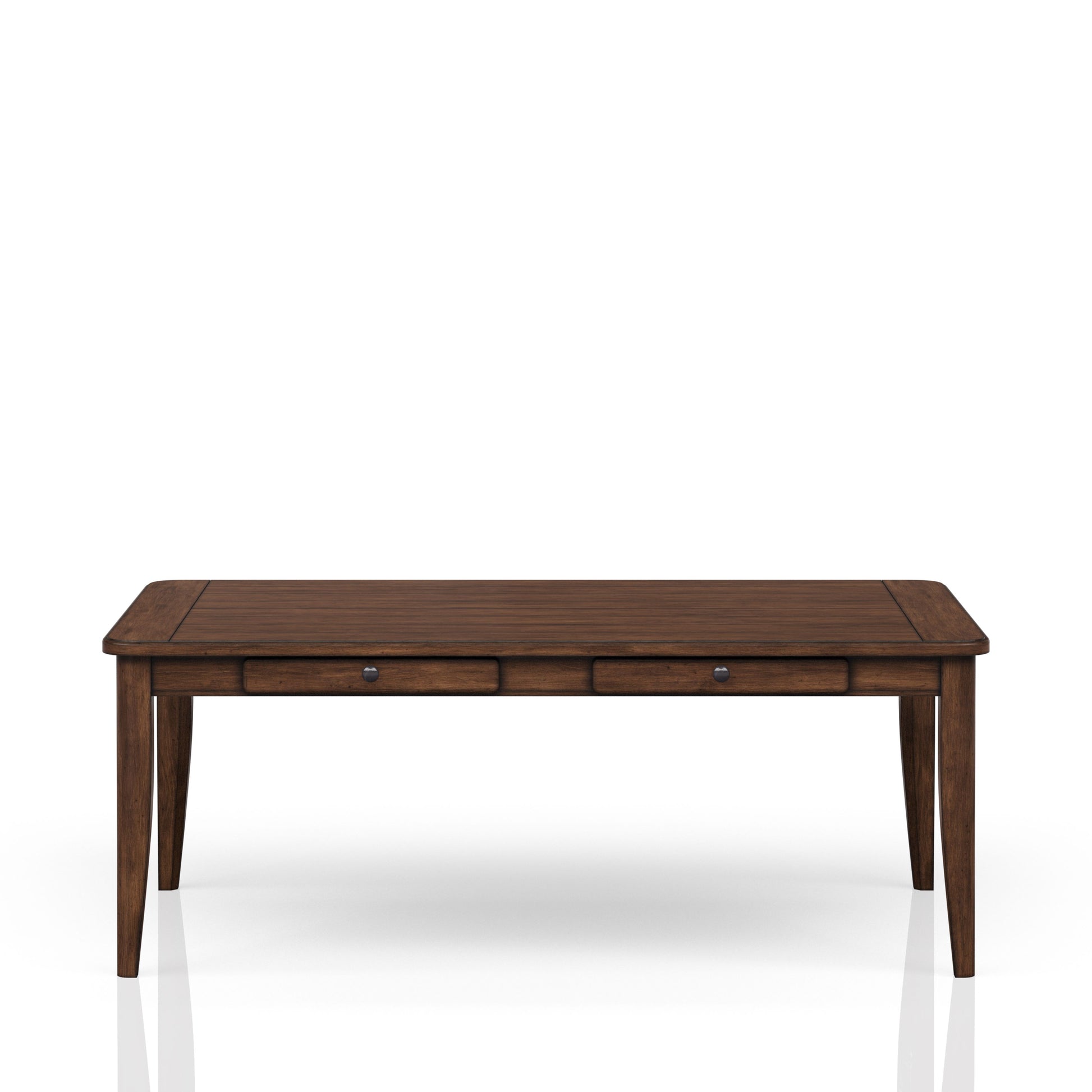 Casual Dining Table With Four Storage Drawers In Brown Finish Brown Solid Wood Mdf