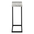 Accent Table, C Shaped, End, Side, Snack, Living Room, Bedroom, Grey Laminate, Black Metal, Contemporary, Modern Grey Mdf