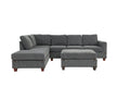 Living Room Furniture Charcoal Chenille Sectional W Ottoman Linen Like Fabric Sofa Reversible L R Chaise Ottoman 3Pc Sectional Sofa Charcoal Chenille Wood Primary Living Space Cushion Back