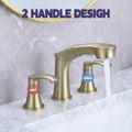 Widespread Pull Out Sprayer Bathroom Faucet, 2 Handle Bathroom Sink Faucet Two Brushed Gold Pull Out Deck Mounted Widespread Faucets Gold Stainless Steel