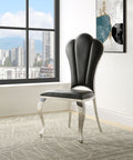 Black Side Chair With Tufted Back Set Of 2 Solid Black Dining Room Side Chair Solid Back Set Of 2 Faux Leather