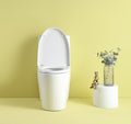 1.1 1.6 Gpf Dual Flush 1 Piece Elongated Toilet With Soft Close Seat Gloss White, Water Saving, Modern, Stylish Design 23T01 Gw 1 White Ceramic