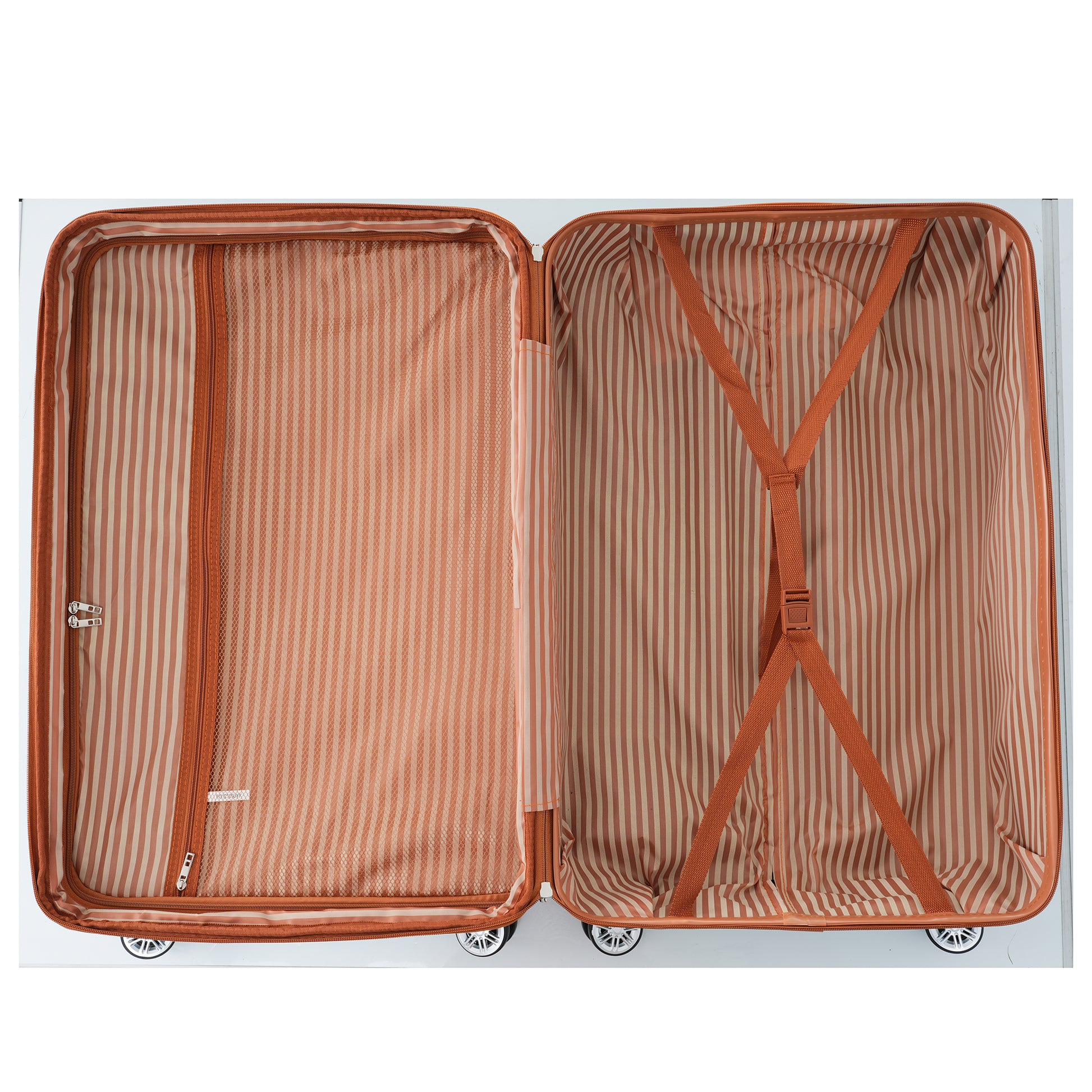 Hardshell Luggage Sets 3 Piece Double Spinner 8 Wheels Suitcase With Tsa Lock Lightweight 20''24''28'' Coppery Abs