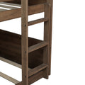 Twin Over Twin Floor Bunk Bed With Panelled Headboard And Footboard, Solid Rubber Wood Foundation With Safety Guardrails, Built In Ladder,Antique Oak Twin Antique Dark Oak Rubber Wood
