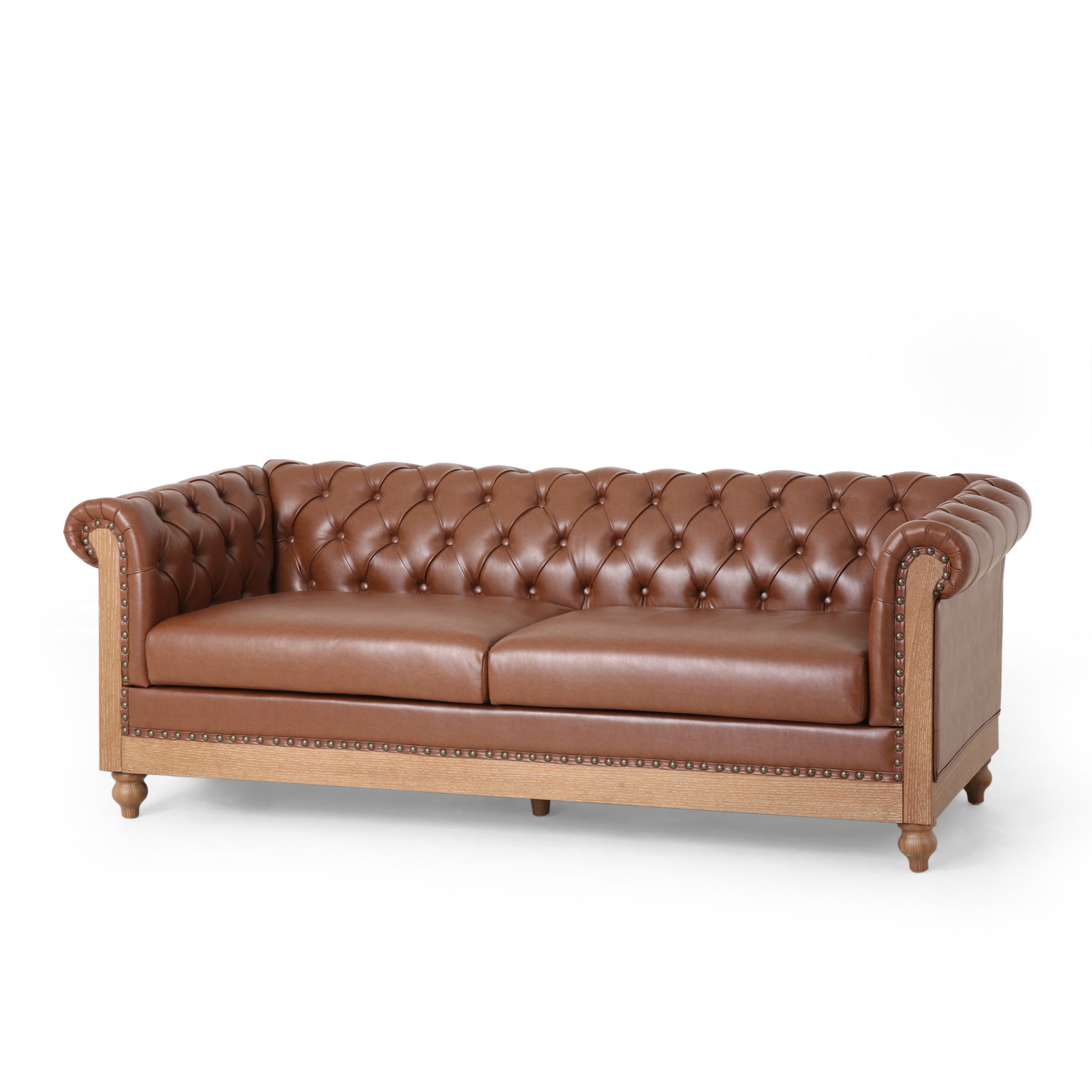 3 Seater Sofa Light Brown Pu 3 Seat