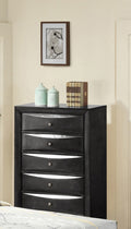 1Pc Contemporary 5 Drawer Chest Black Finish Solid Wood Wooden Bedroom Furniture Black Bedroom Contemporary Wood