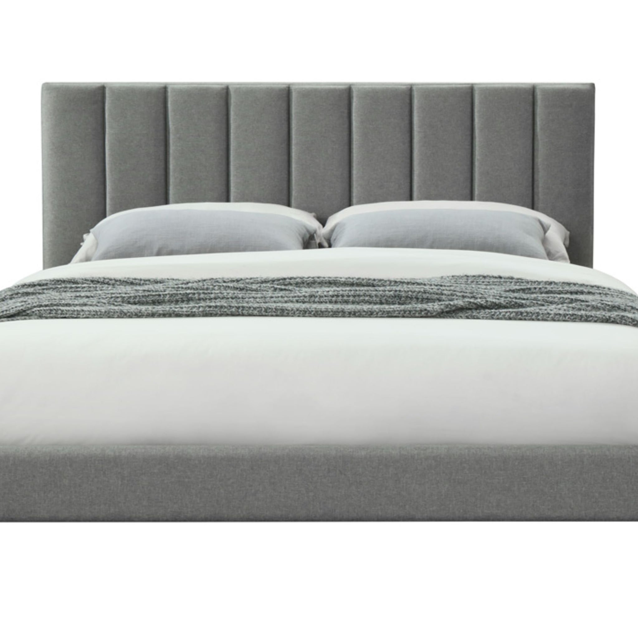 Queen Sized Channel Bed In A Box W Usb Gray Upholstered