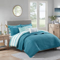8 Piece Printed Seersucker Comforter And Quilt Set Collection Aqua King Cal King King Aqua Polyester