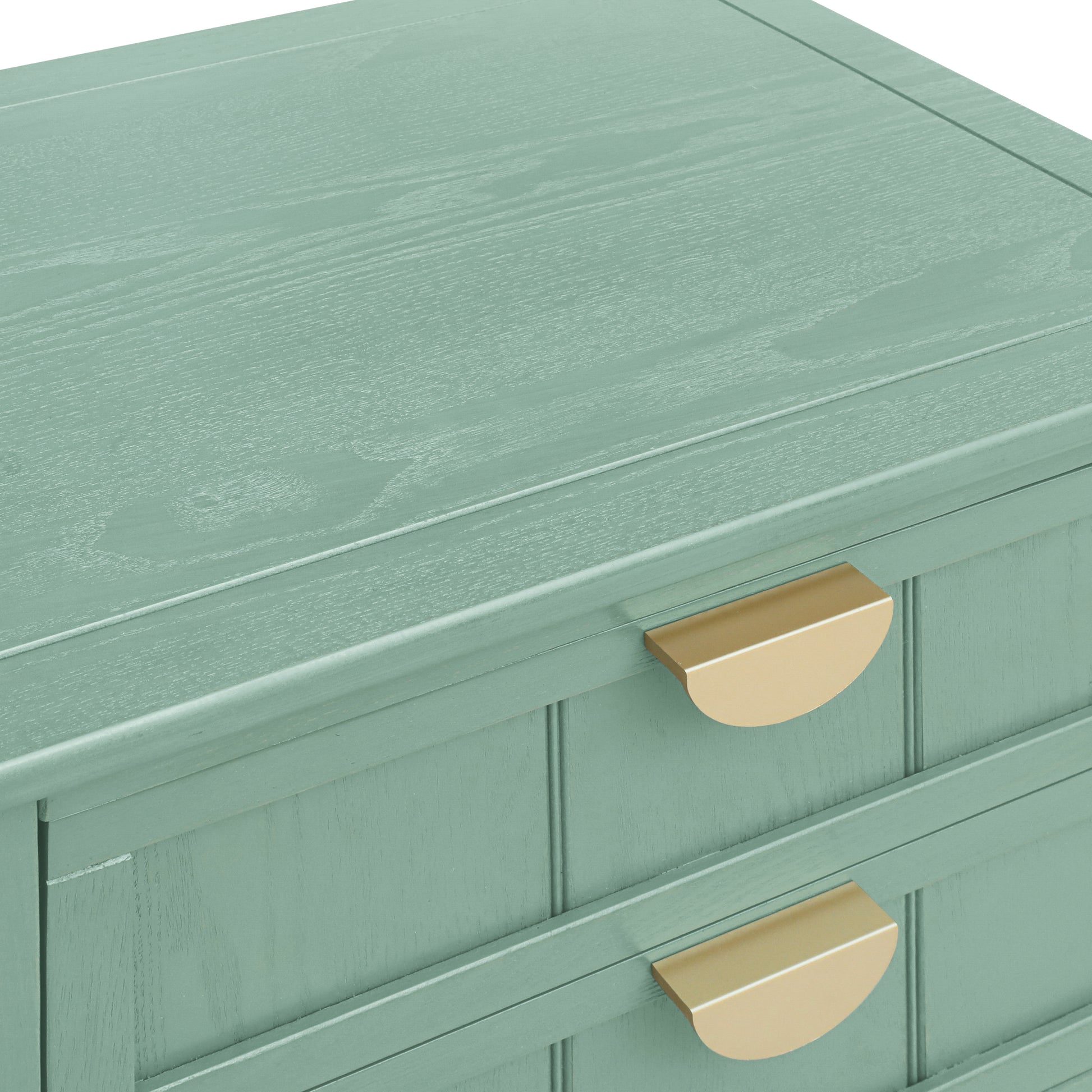 2 Drawer Side Table, American Style, End Table, Suitable For Bedroom, Living Room, Study Light Green Mdf