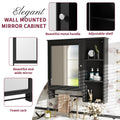 Wall Mounted Bathroom Storage Cabinet, Medicine Cabinets With Large Mirror Door, Adjustable Shelves And Three Open Storage Levels Not Include Bathroom Vanity Black 1 5 Mirror Included Bathroom Wall Mounted Mdf Glass Painted