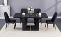 Table And Chair Set.This Modern Dining Table With Mdf Marbled Design Gives You A Luxurious And Elegant Feel.Paired With Multiple Chairs With Pu Artificial Leather Backrest Cushions And Black Legs. Black Seats 4 Mdf