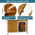 Large Wooden Outdoor Dog House, Waterproof Roof, Elevated Floor, Adjustable Plastic Feet, Yellow Yellow Solid Wood