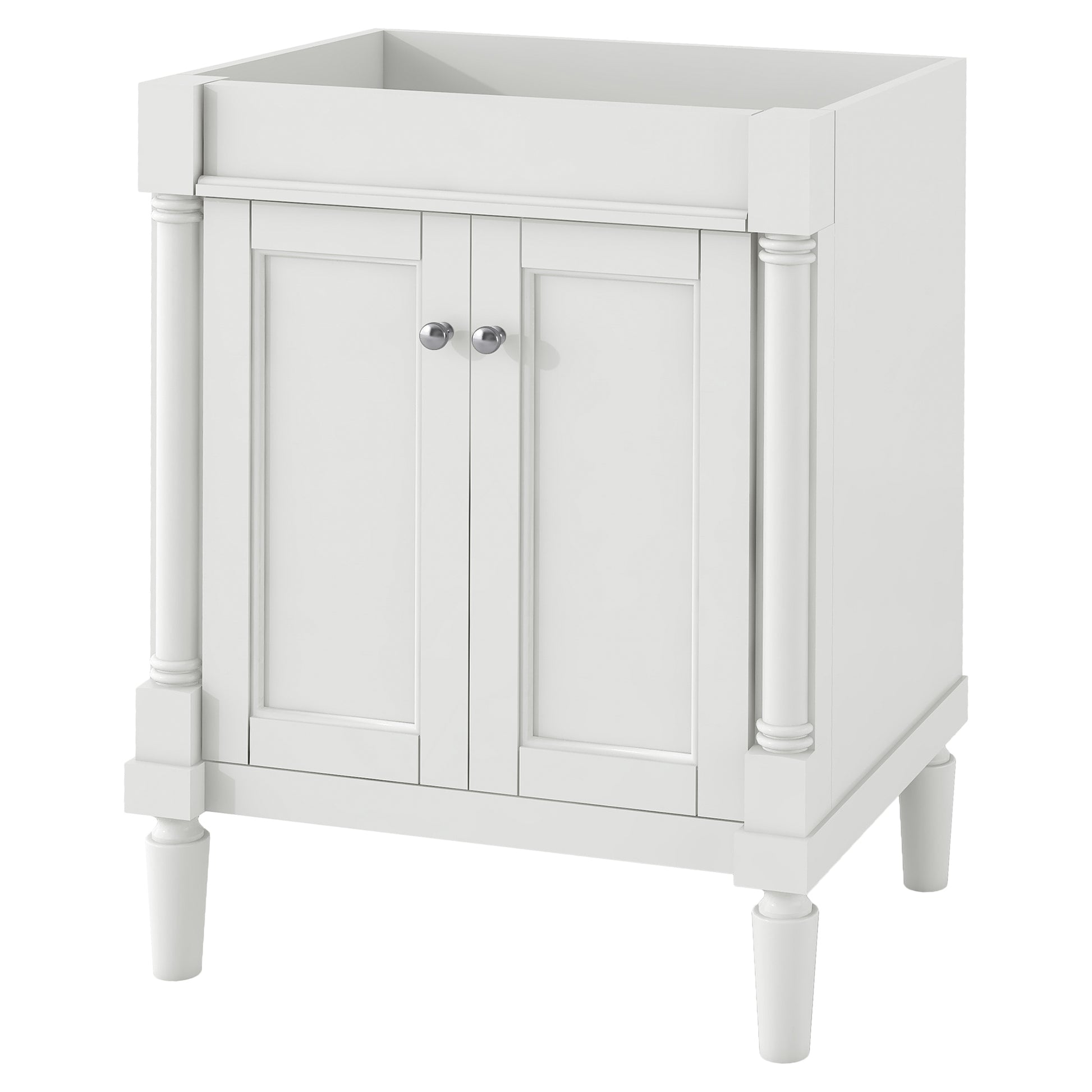 24'' Bathroom Vanity Without Sink, 2 Tier Modern Bathroom Storage Cabinet, Single Sink Bathroom Vanity, Large Storage Shelves Not Include Basin Sink White 2 Adjustable Hinges Bathroom Freestanding Modern Mdf Painted