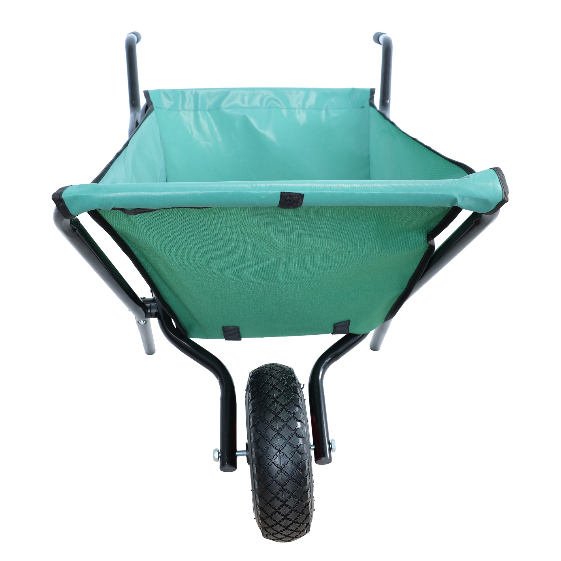 Collapsible Wheelbarrow 176 Lbs Folding Yard Garden Wheelbarrow Foldable Lightweight Gardening Heavy Duty Oxford Cloth Green Lawn Cart For Grass, Leaf, Garden Supplies, 10" Pneumatic Tire Green Iron,Oxford Fabric