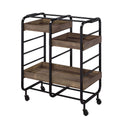Black And Walnut Serving Cart With 3 Adjustable