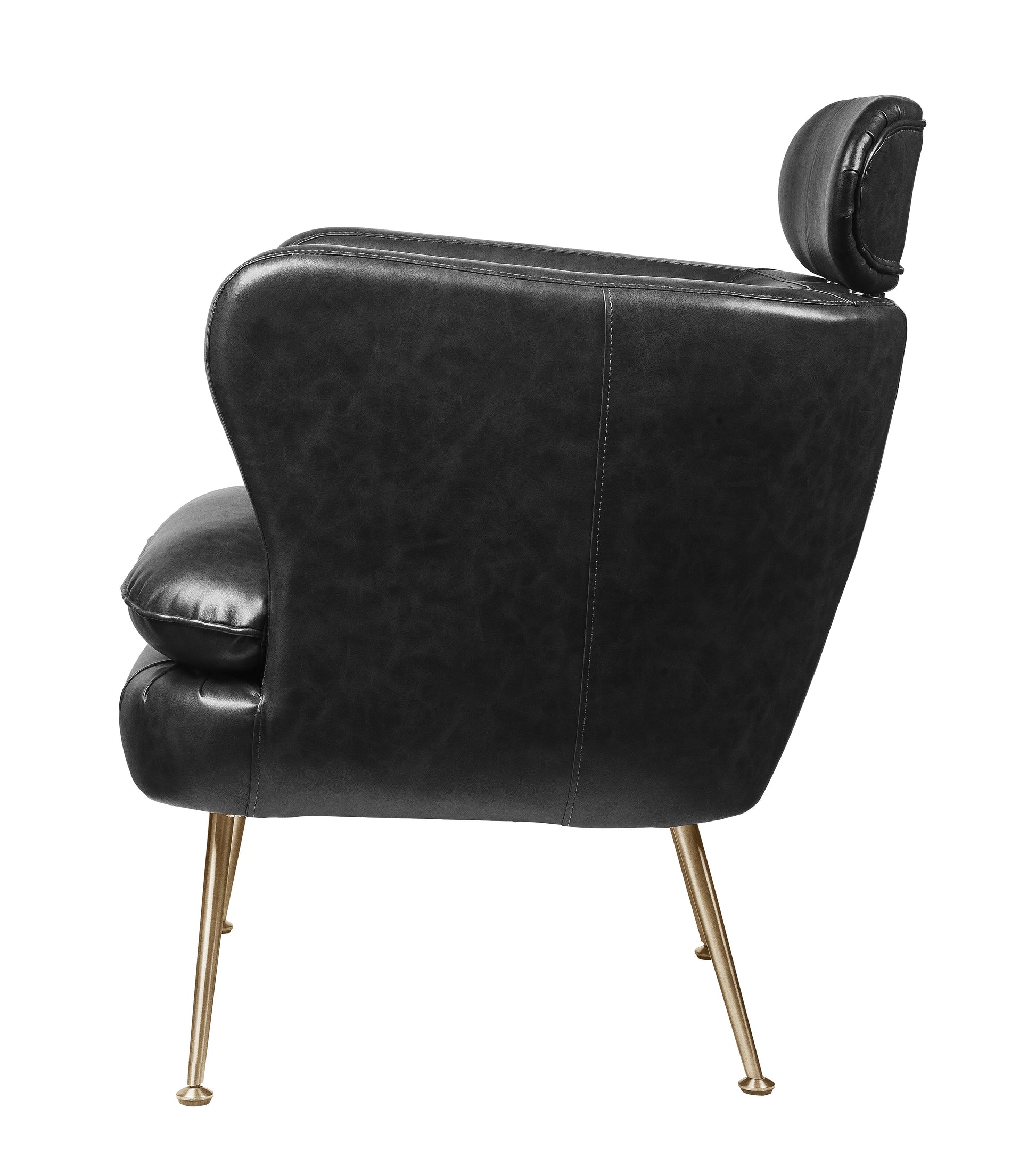 Dark Grey Accent Chair With Metal Leg Dark Grey Primary Living Space Modern Faux Leather