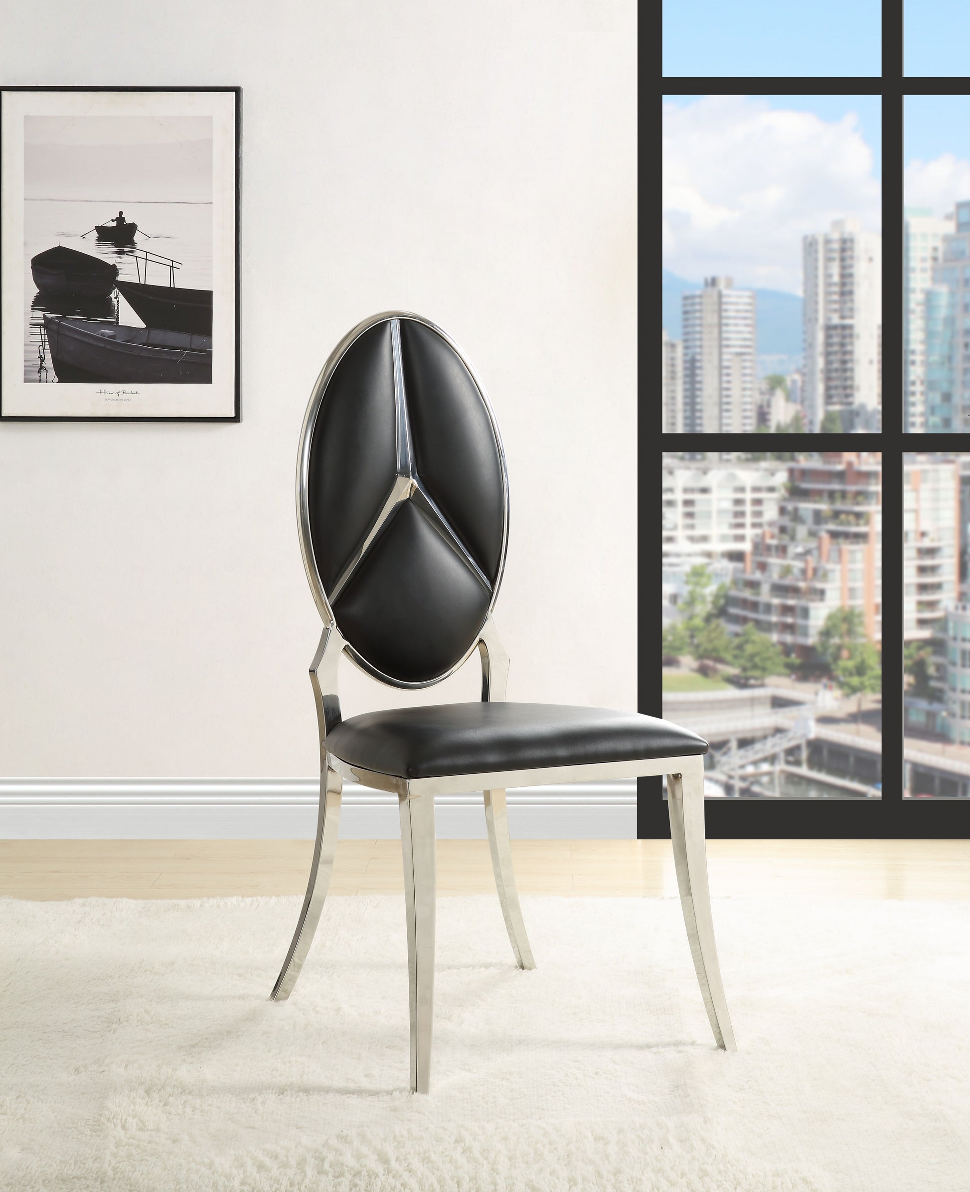 Black Side Chair With Oval Back Set Of 2 Solid Black Dining Room Modern Side Chair Solid Back Set Of 2 Faux Leather