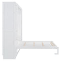 Queen Size Murphy Bed Wall Bed With Closet ,Drawers And Shelves,White Queen White Mdf Lvl