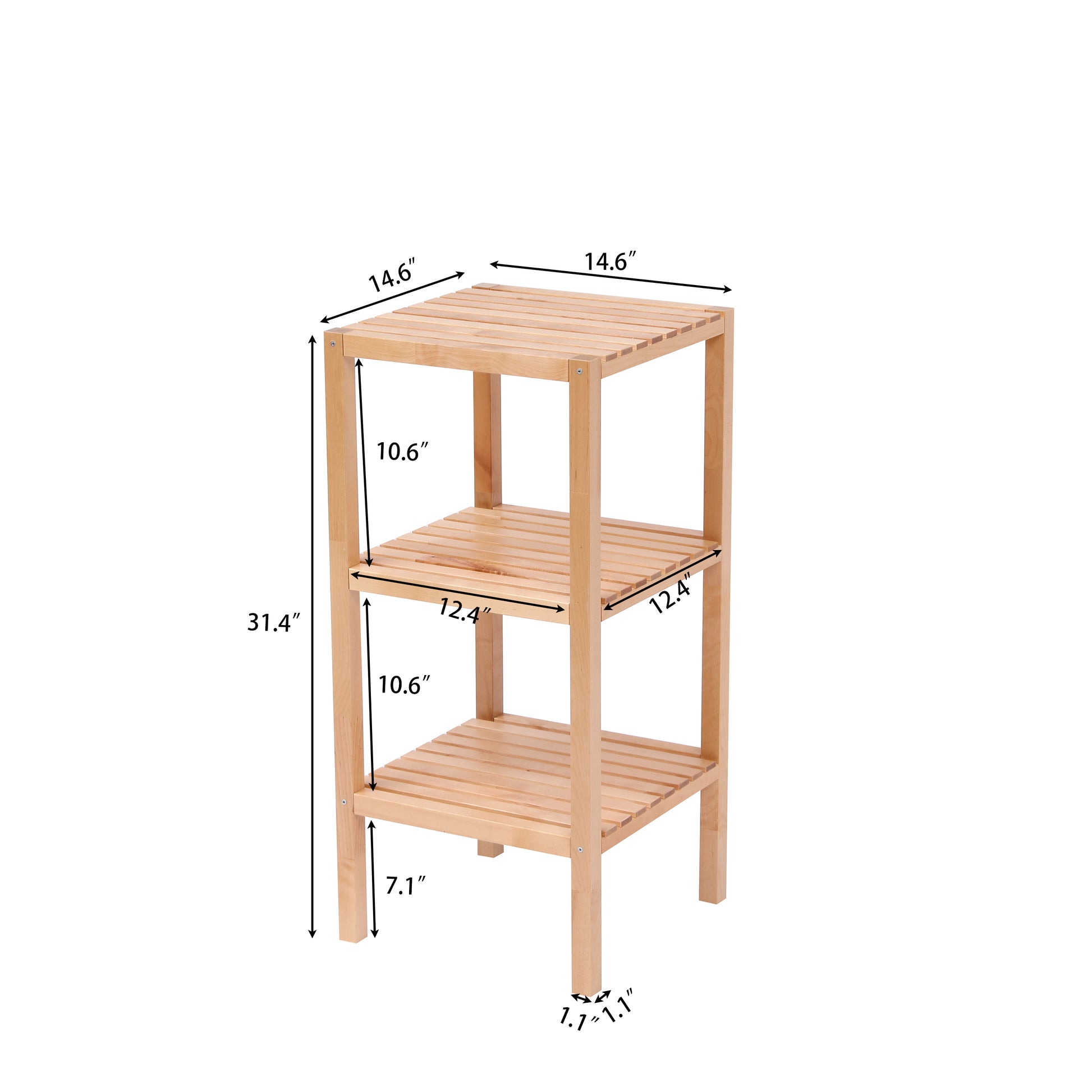 3 Tier Birch Bathroom Shelf, Narrow Shelving Unit, Multifunctional Storage Rack, Corner Rack, For Kitchen, Living Room, Bedroom, Entryway, Bathroom, Natural Freestanding 3 4 Shelves Natural Natural Wood Brown Primary Living Space Open Storage Space