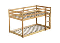 Solid Woodensolid Rubber Wooden Twin Over Twin Loft Bed With Ladder ,Upper And Bottom Bed Platforms Crafted With Strengthened Slats ,Natural Twin Natural Rubber Wood