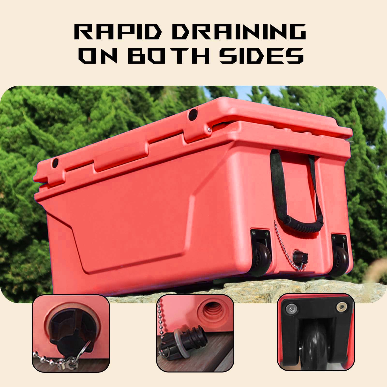 White Outdoor Camping Picnic Fishing Portable Cooler 65Qt Portable Insulated Cooler Box Red Garden & Outdoor Abs Plastic