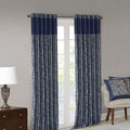 Jacquard Curtain Panel Pair 2 Pcs Window Panels Navy Polyester