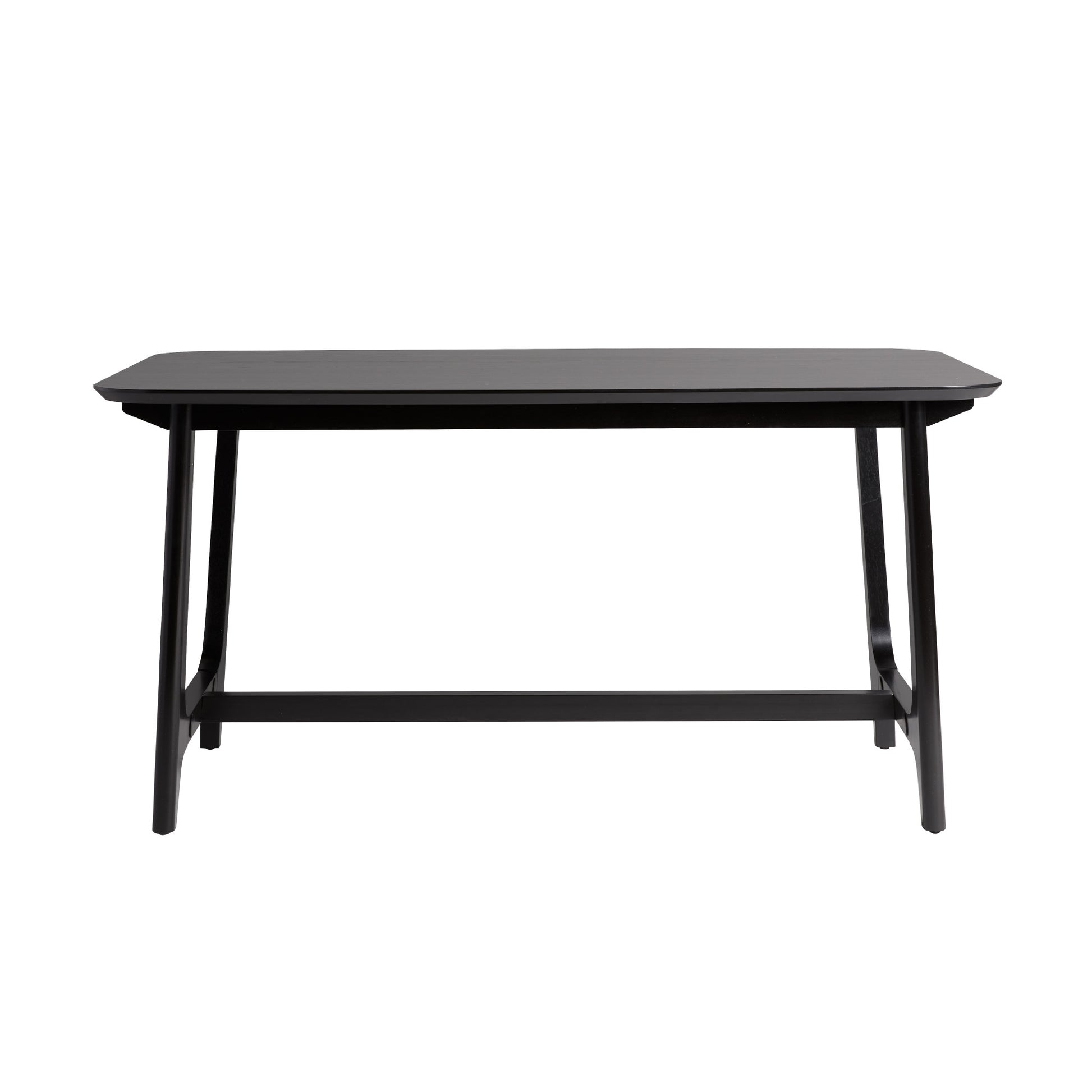 Mid Century 10015" Modern Dining Table With Trestle Base, Black Ash Veneer Black Mdf Mdf