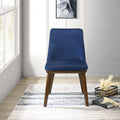 C Navy Blue Velvet Dining Chair Set Of 2 Solid Brown,Navy Blue Brown Dining Room Foam Wipe Clean Mid Century Modern Dining Chairs Solid Back 1 Foam Solid Wood,Velvet