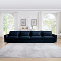 4 Seater Deep Seat Couches For Living Room, Comfy Blue Corduroy Sofas For Living Room Modern With 4 Waist Pillows Blue Corduroy 4 Seat