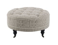 Grey Ottoman With Casters Grey Wood Primary Living Space Backless Pattern Grey Round Armless Fabric Metal
