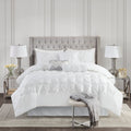 7 Piece Tufted Comforter Set White Queen Queen White Polyester