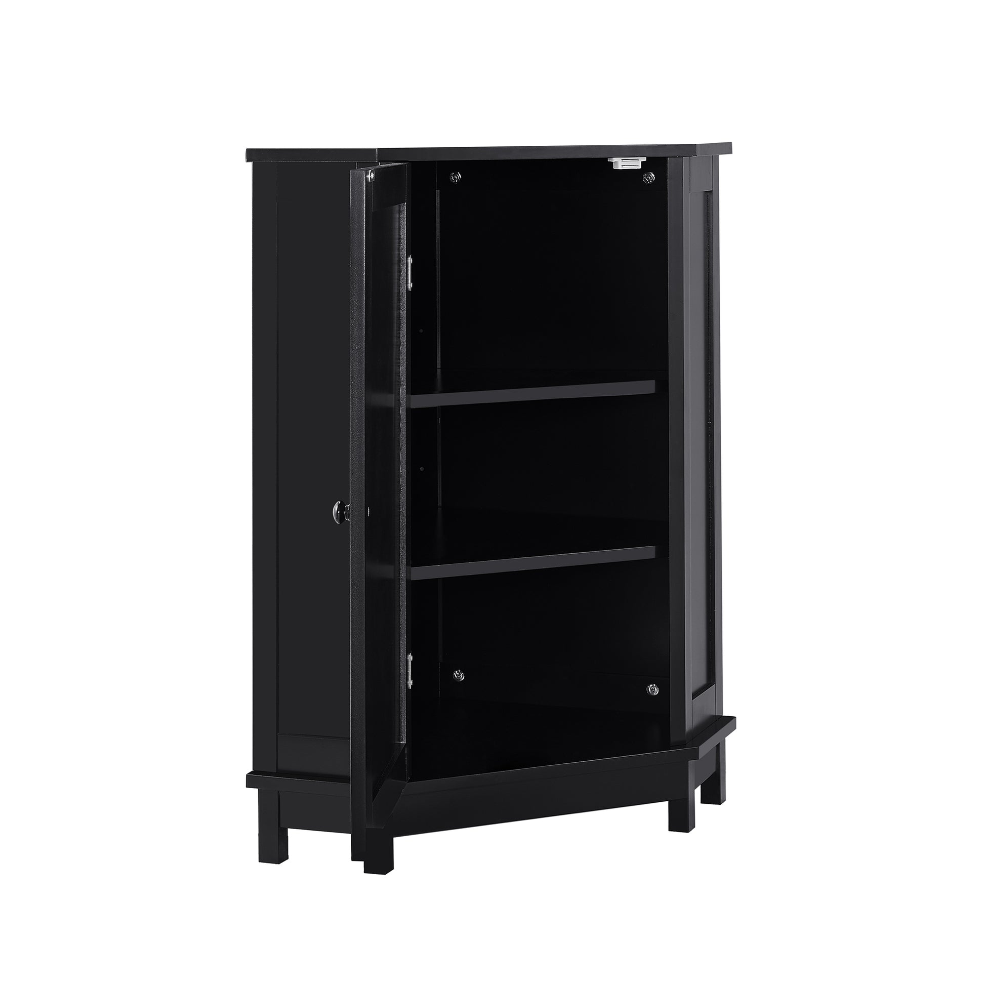 Black Bathroom Cabinet Triangle Corner Storage Cabinet With Adjustable Shelf Modern Style Mdf Board Black Mdf