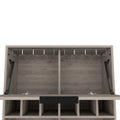 Rowan Bar Cabinet, Six Built In Wine Rack, Double Door Cabinet Light Gray Particle Board Engineered Wood