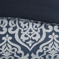8 Piece Jacquard Comforter Set Navy Silver Cal King California King Navy Silver Polyester