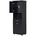 Tall Bathroom Cabinet With Laundry Basket, Large Storage Space Tilt Out Laundry Hamper And Upper Storage Cabinet, Black Black Mdf