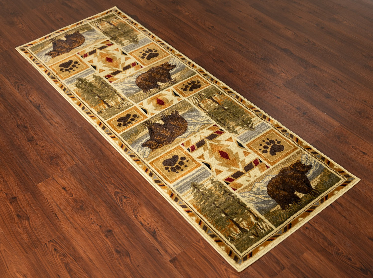 Woodland Gc Rst5301 Multi 5 Ft. 3 In. X 7 Ft. 3 In. Lodge Area Rug Cream Polypropylene