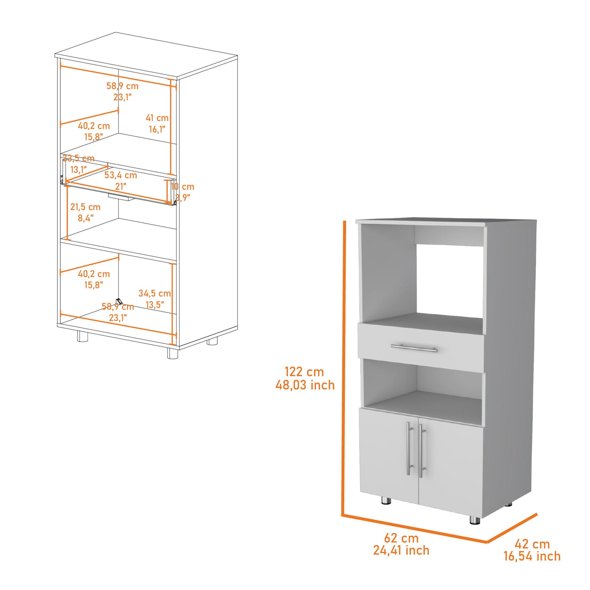 Corsica Pantry Cabinet Microwave Stand, Multi