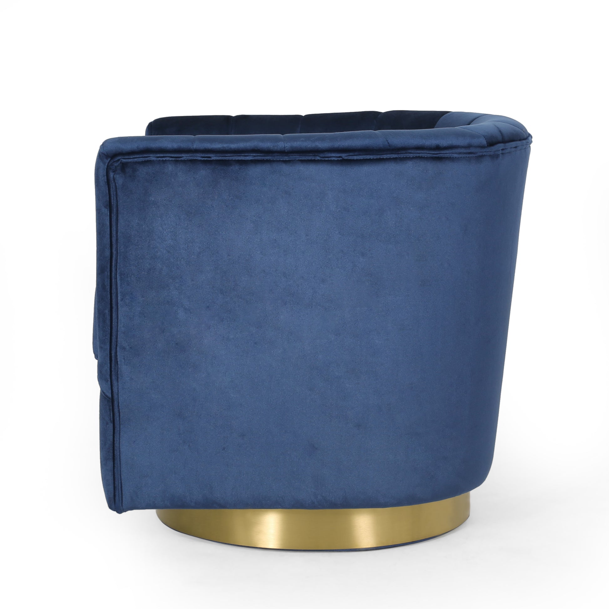 Swivel Arm Chair Blue Velvet