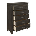 1Pc Charcoal Gray Finish 5 Drawers Chest Transitional Style Wooden Bedroom Furniture Charcoal Grey Bedroom Transitional Wood