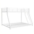 Metal Bunk Bed Twin Over Full Size With Removable Stairs, Heavy Duty Sturdy Frame With 12