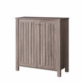 Shoe Cabinet Storage Cabinet Entryway Cabinet With Two Doors Slat Style Vented Doors Metal Knob Handle Four Shelves Dark Taupe Color Taupe Particle Board Mdf