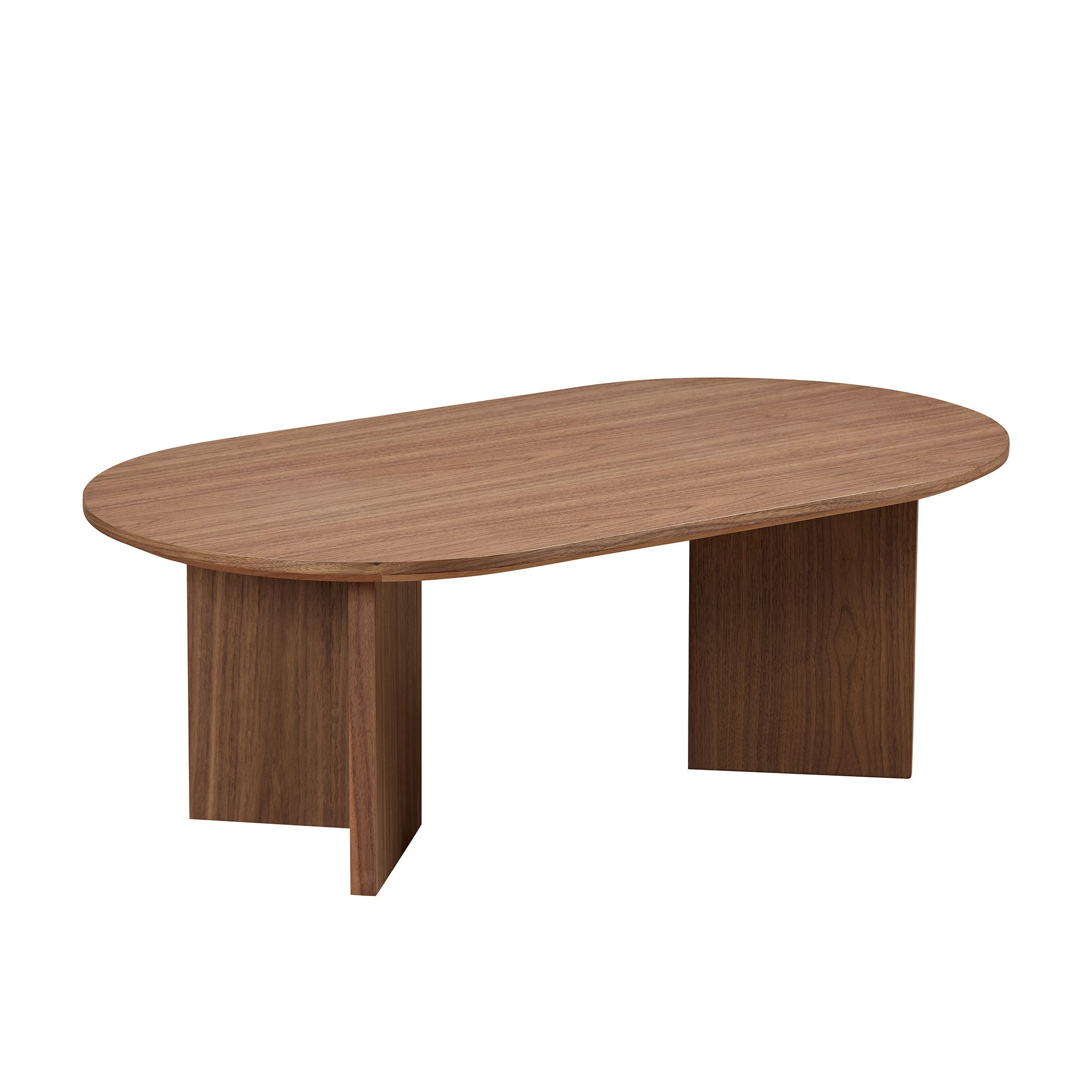 Length 39.37 Inch Modern Coffee Table,Mdf Oval Coffee Table For Living Room,Small Coffee Table With Sturdy Pedestal For Apartment,Bedroom,Walnut Walnut Mdf