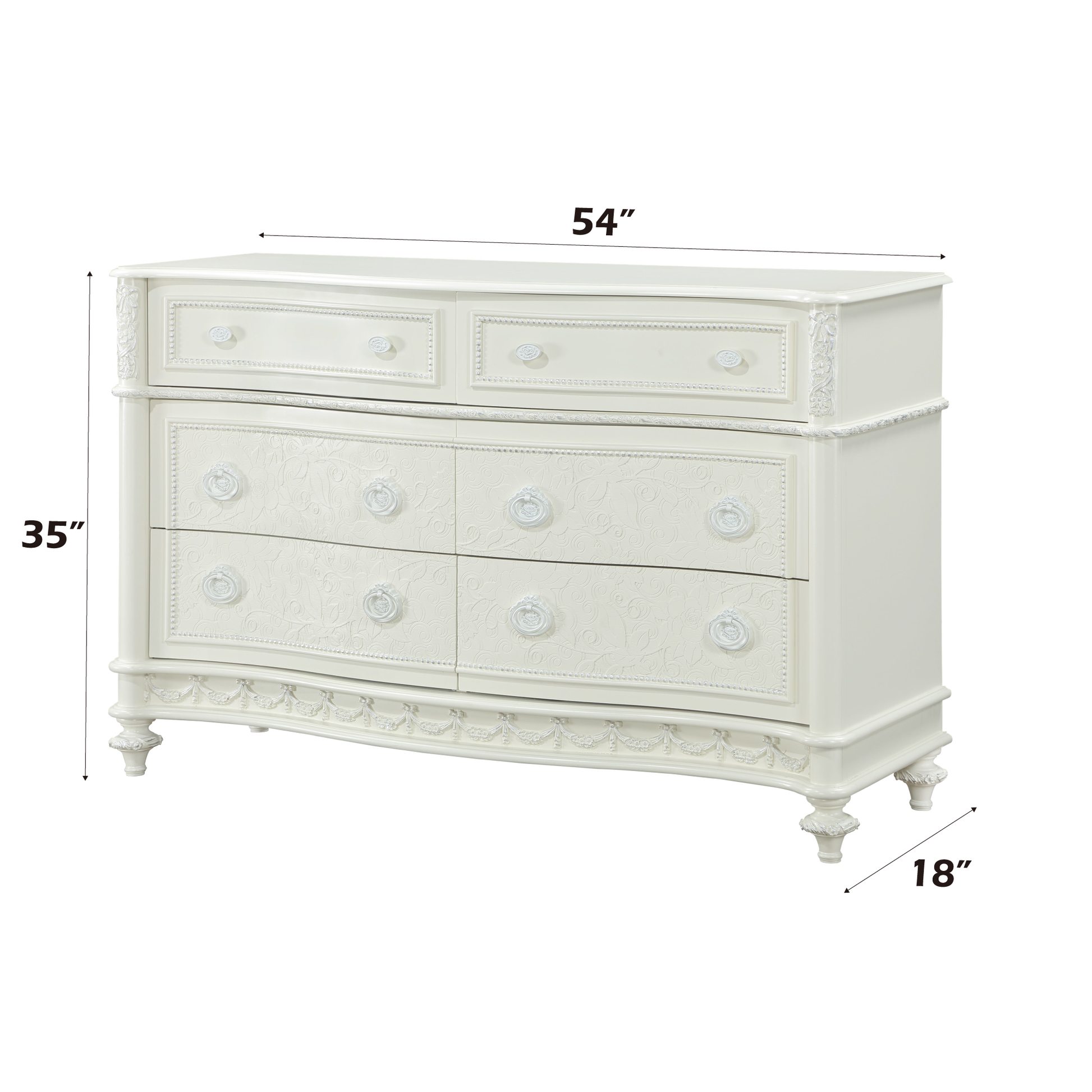 Dorothy Dresser, Ivory Finish Bd02269 Ivory Wood