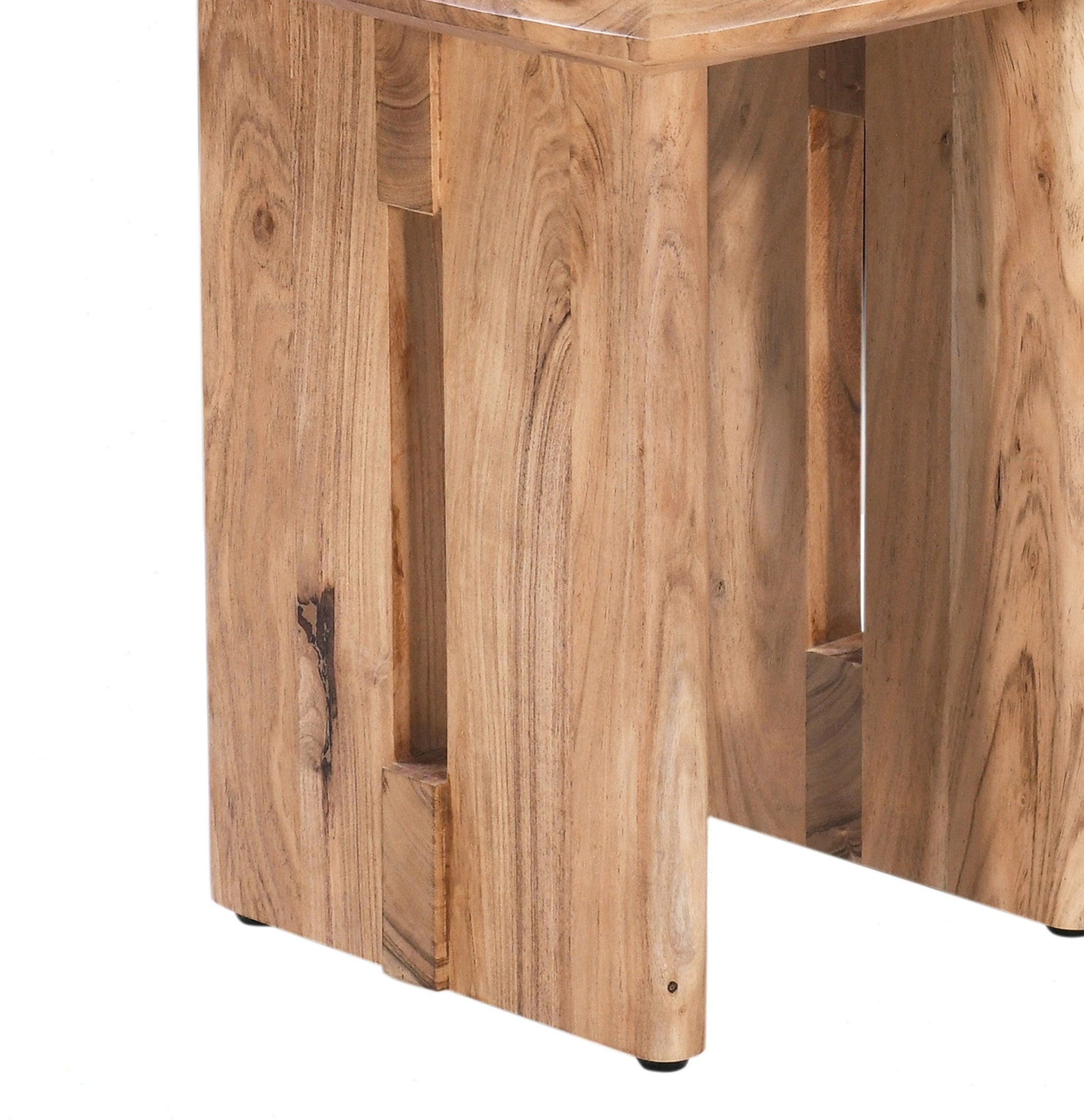 18 In. Solid Acacia Wood End Side Table With Curved Edges, Modern Living Room Sofa Side Table, Brown Walnut Brown Brown Primary Living Space Contemporary Freestanding Acacia Rectangular Coffee & End Tables Rectangular Solid Wood