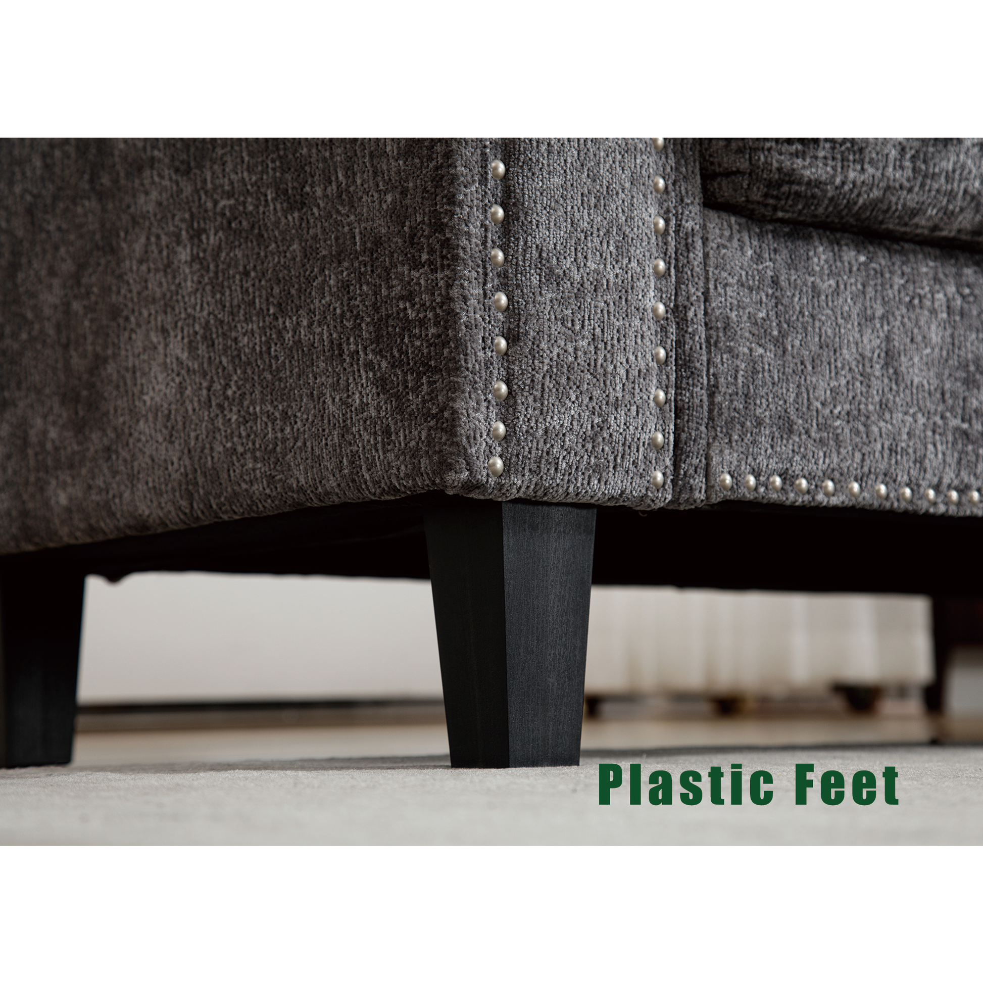 Arrived 5 Seat Modular Sofa,With Storage Ottoman, Convertible Sectional Sofa, L Shaped Couchreversible Chaise ,Riveted Sofa,Chenille, Gray Gray Polyester Wood Primary Living Space Medium Soft Cushion Back Modern Square Arms Foam Metal & Wood 5 Seat