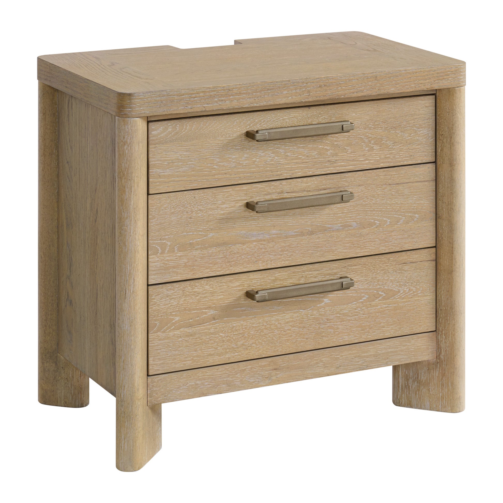 C Tan 3 Drawer Nightstand Tan Solid Wood