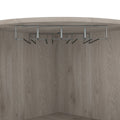 Syrah Corner Bar Cabinet, Eight Bottle Cubbies, Double Door, Two Open Shelves Light Gray Light Gray Particle Board